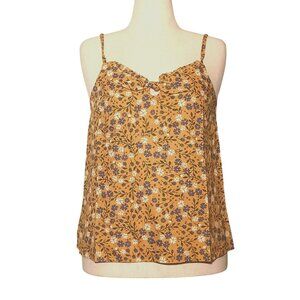 NEW ModCloth Spruced Up Summer Sleeveless Top Yellow Floral Linen Women's Size M